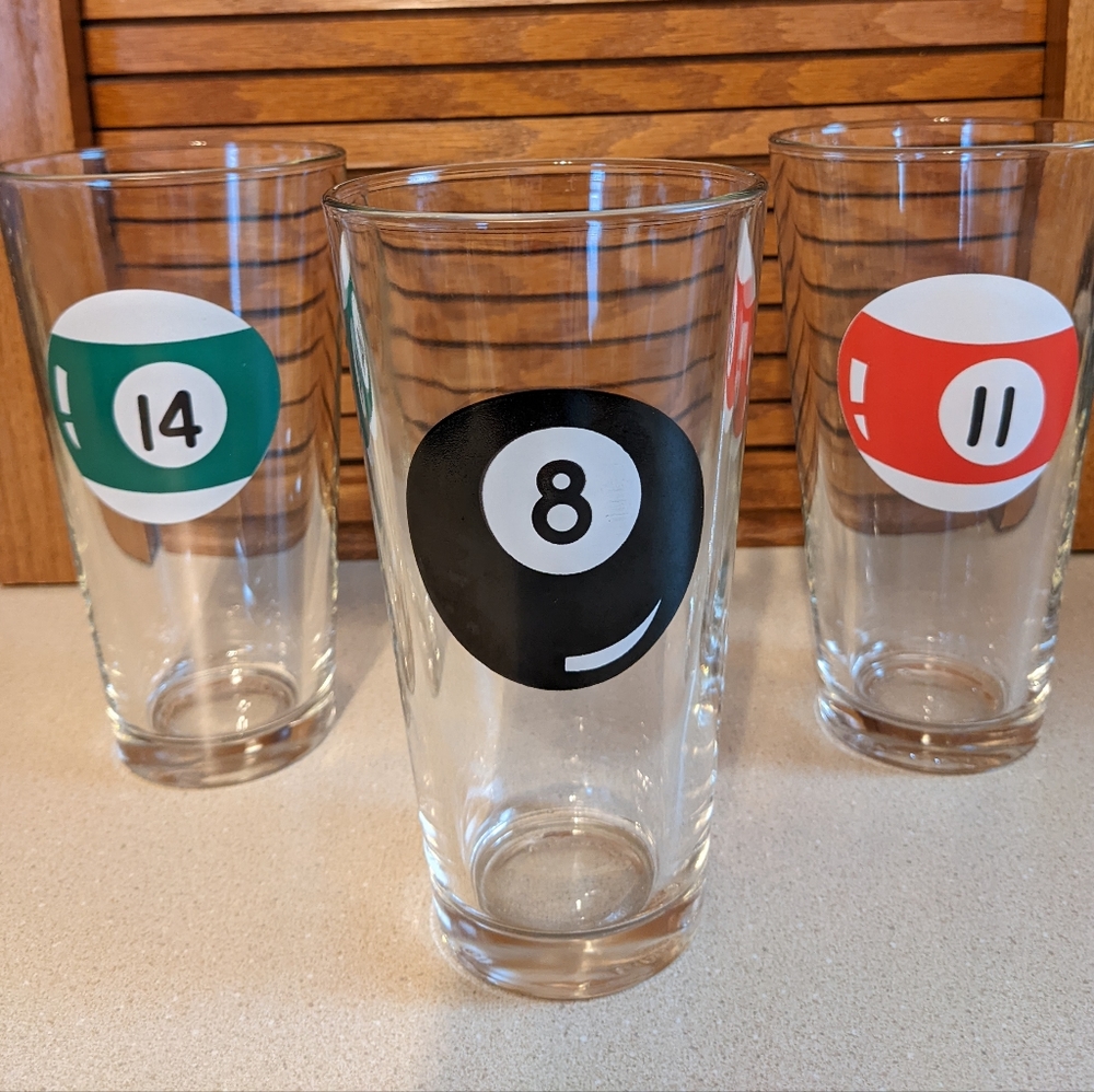 Libbey Dura Tuff U.S.A. 20oz Billiard Glasses Set of 3